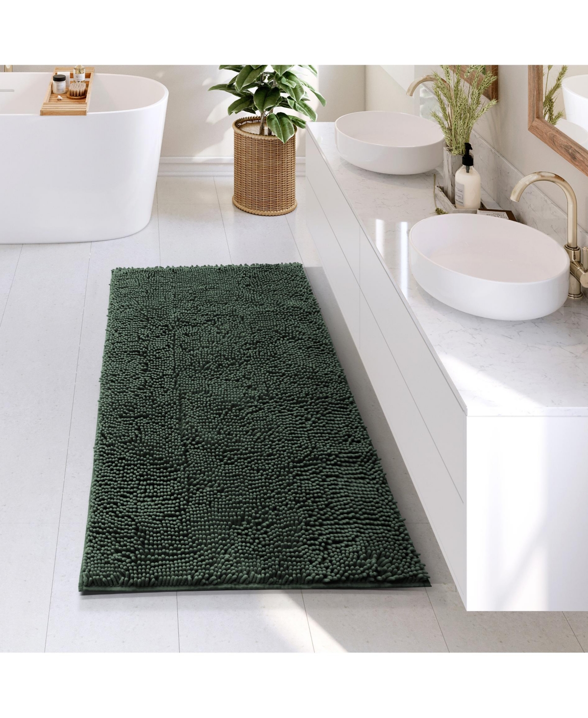 Ultra Soft Non-Slip Chenille Bath Rug - Quick Dry, Machine Washable Large 26”x44”