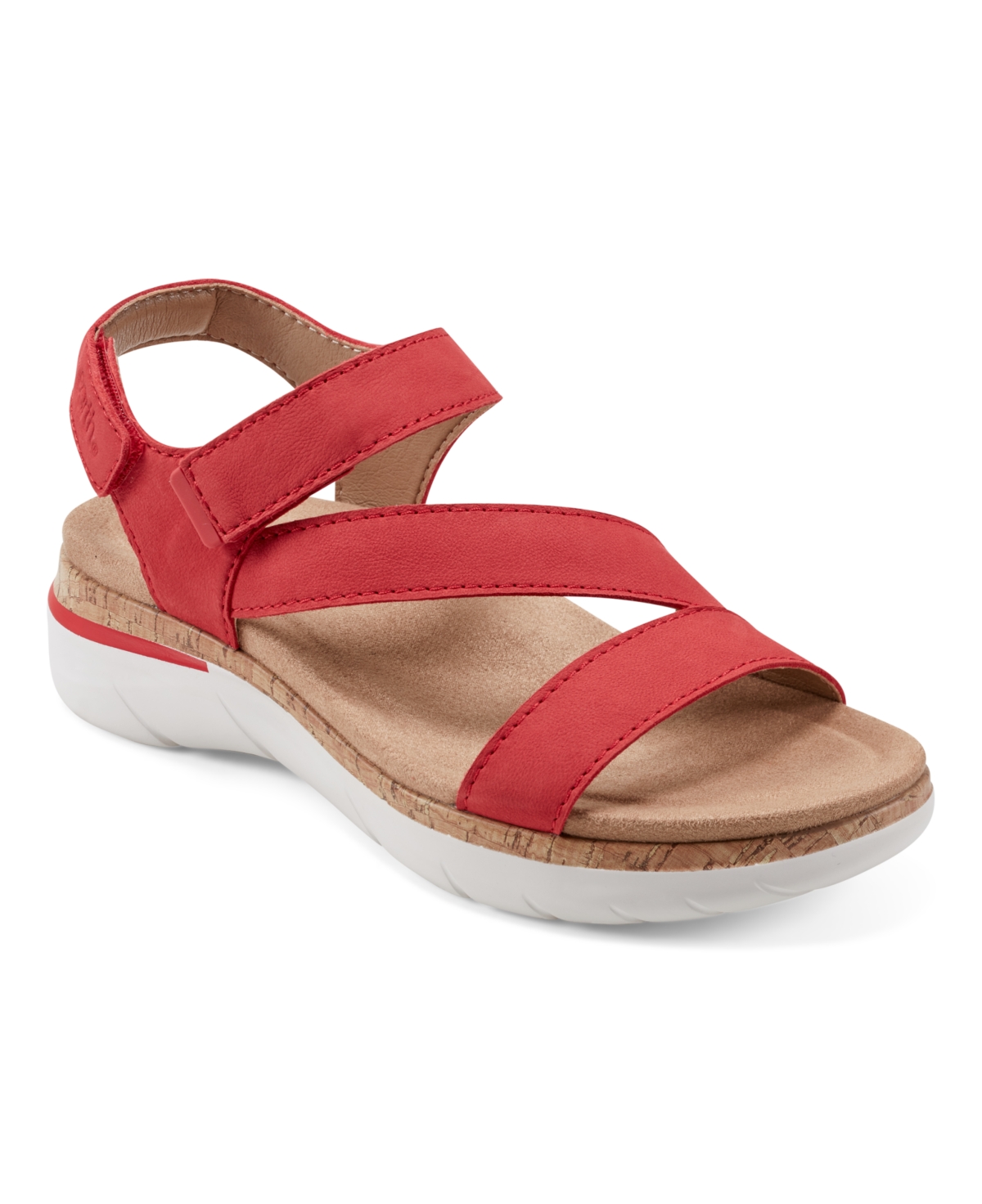 Shop Earth Women's Roni Almond Toe Flat Strappy Casual Sandals In Red Leather