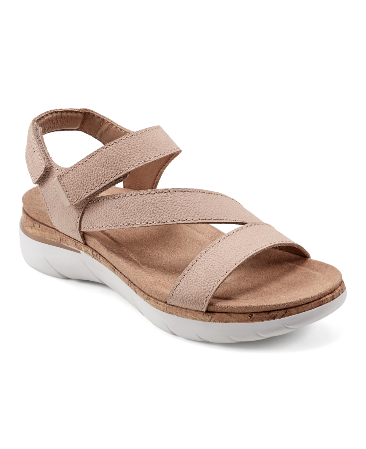 Shop Earth Women's Roni Almond Toe Flat Strappy Casual Sandals In Light Natural Nubuck