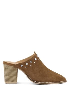 LESLIE Womens Stacked Heel Mules