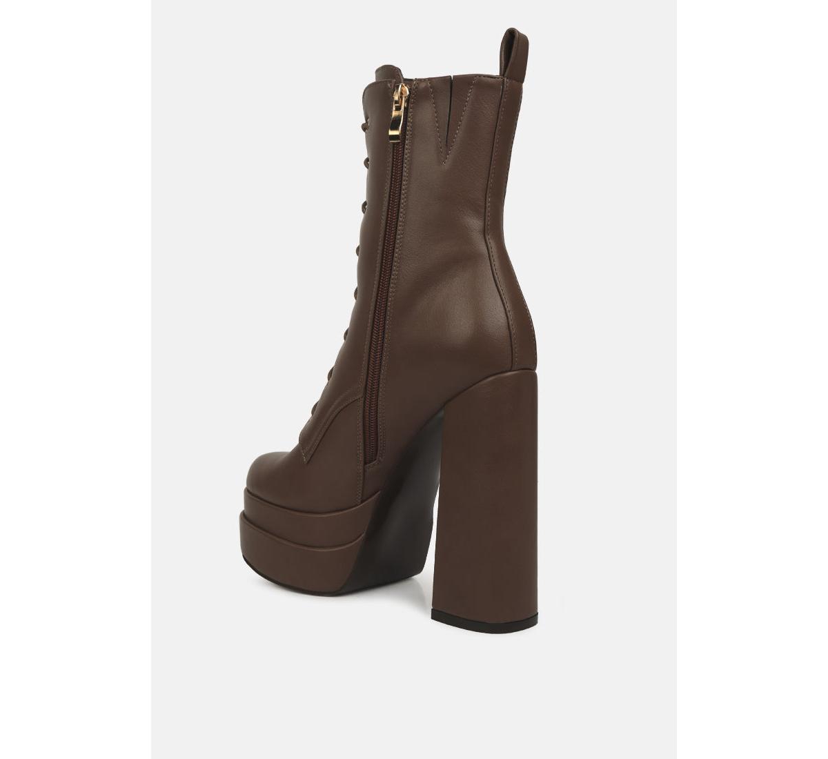 meows faux leather high heel platform ankle boots