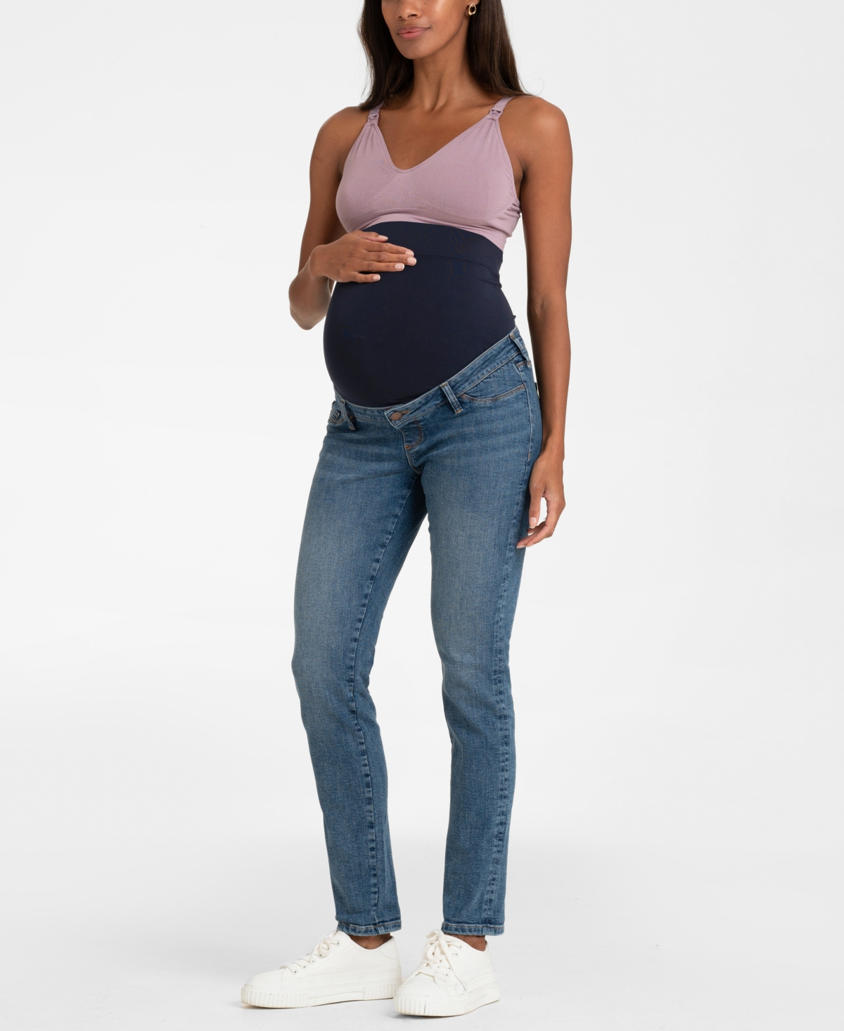 Shop Seraphine Women's Slim Boyfriend Fit Maternity Jeans In Mid Blue