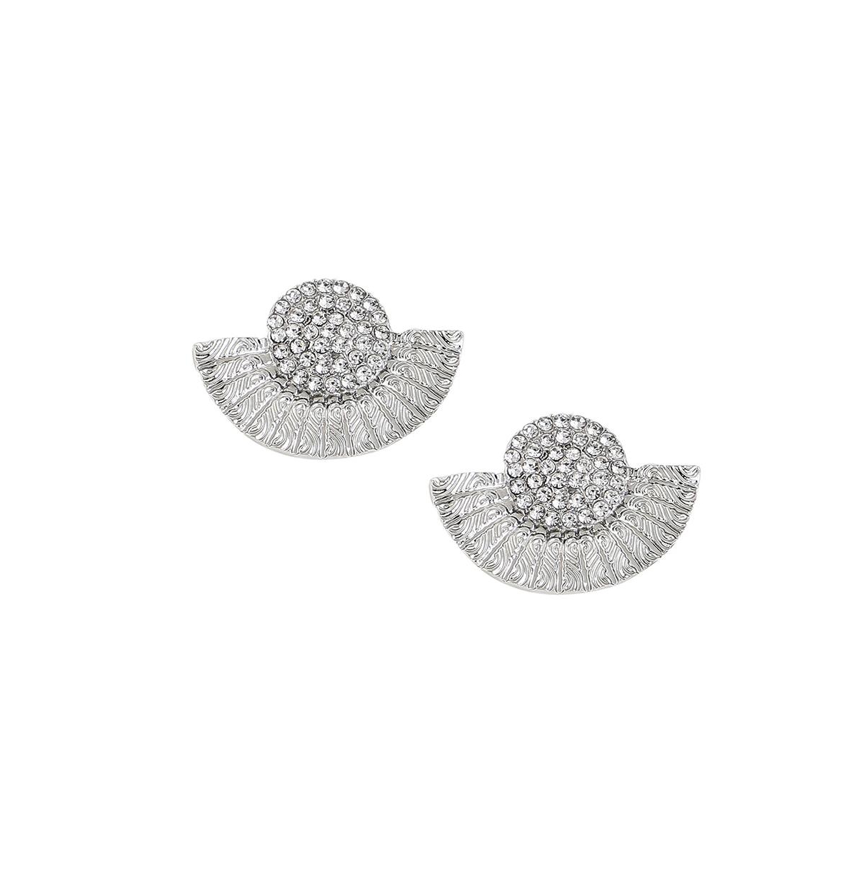 Sohi Women's Embellished Fan Drop Earrings In Silver
