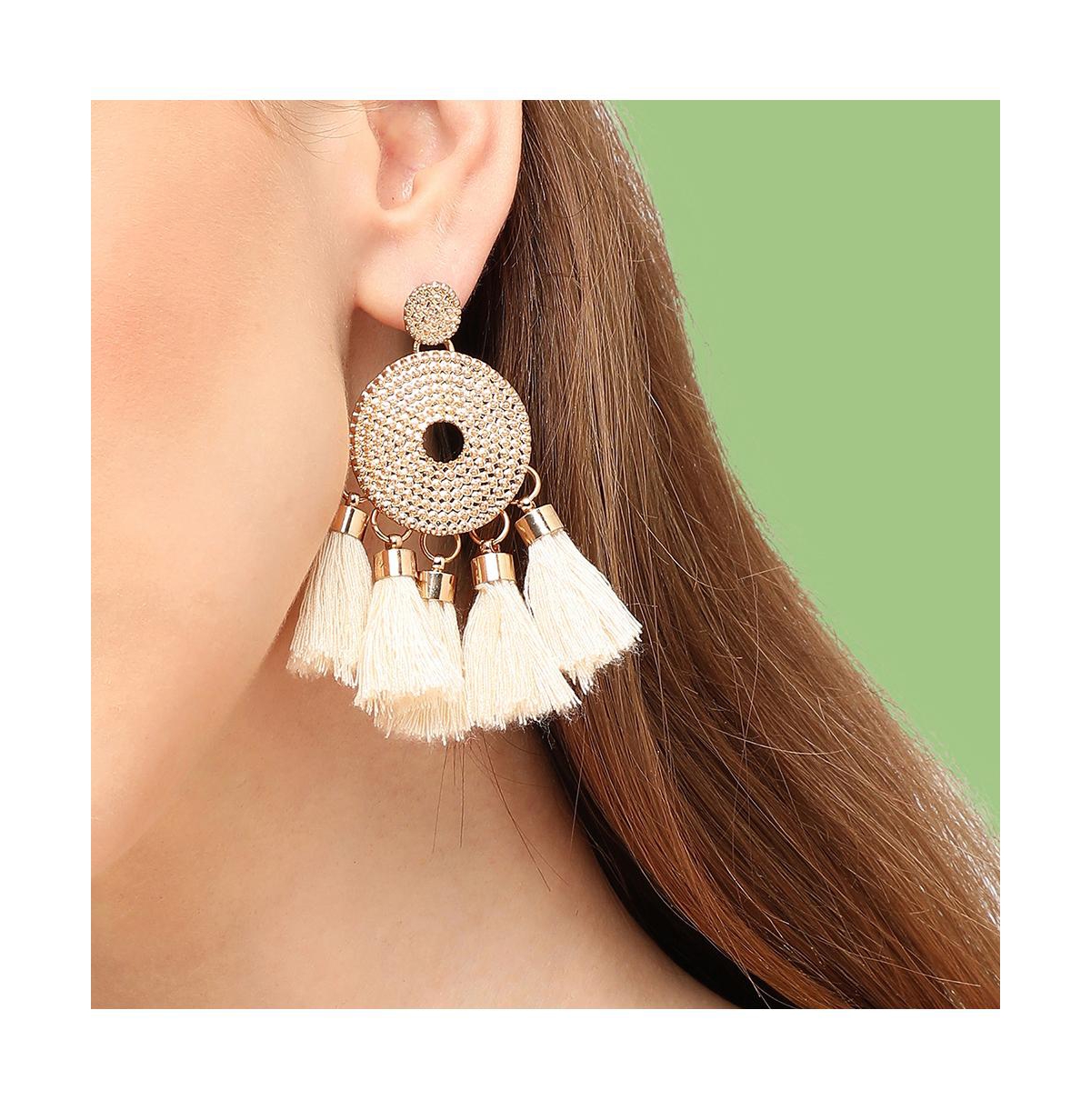 Shop Sohi Women's Gold Tassel Drop Earrings
