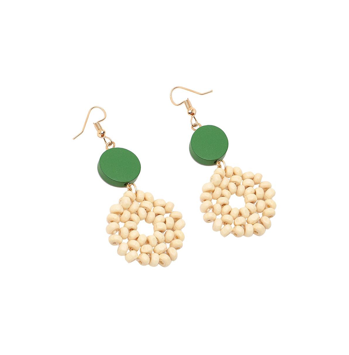 Sohi Women's Green Flora Drop Earrings