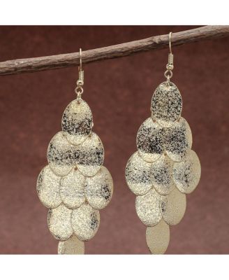 Women's Gold Dented Drop Earrings