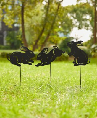 18" H Multi-Functional 2-in-1 Set of 3 Metal Rabbit Silhouette Pick Wall Decor