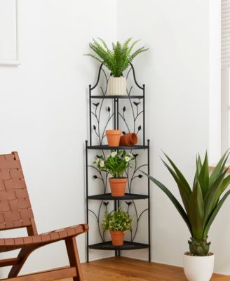 52" H 4-Tiered Metal Corner Shelf Plant Stand or Storage Rack
