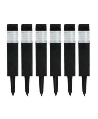 15.25" H Set of 6 Solar Powered Transparent Texture Lens Pathway Stake Light