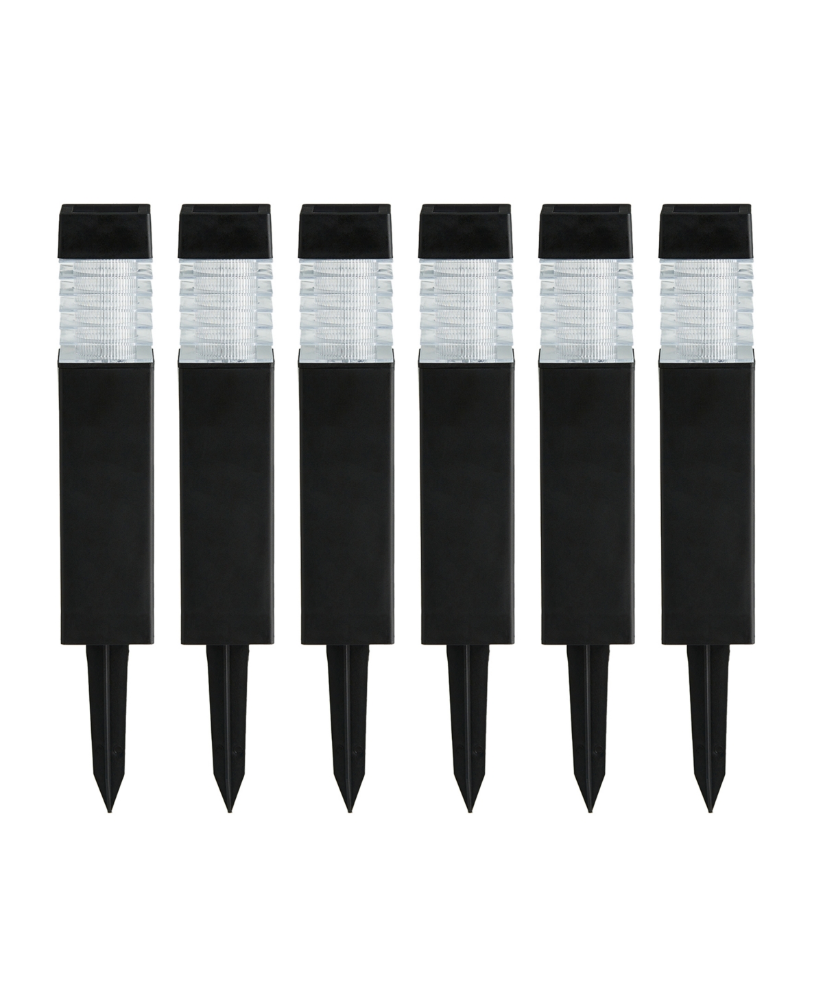 Glitzhome 15.25" H Set Of 6 Solar Powered Transparent Texture Lens Pathway Stake Light In Multi