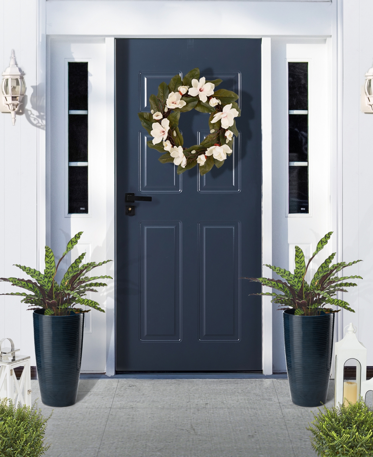 Glitzhome 22.5" H Oversized Set Of 2 Turquoise Resin And Stone Faux Ceramic Textured Tall Planter In Turquoise