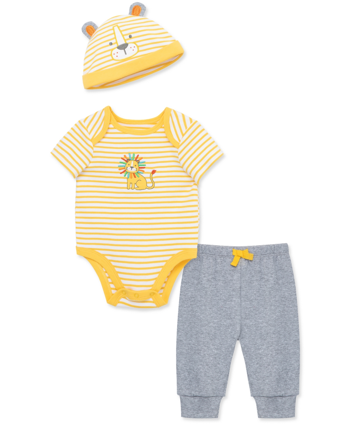 Shop Little Me Baby Boys Bodysuit Pant Set With Hat In Gray