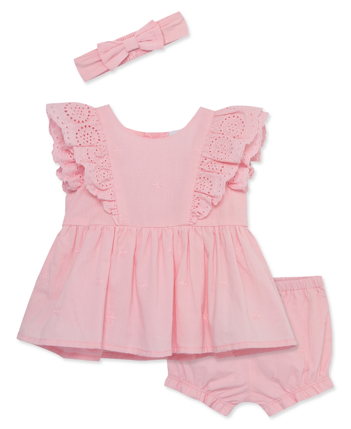 Shop Little Me Baby Girls Pink Eyelet Sunsuit With Headband