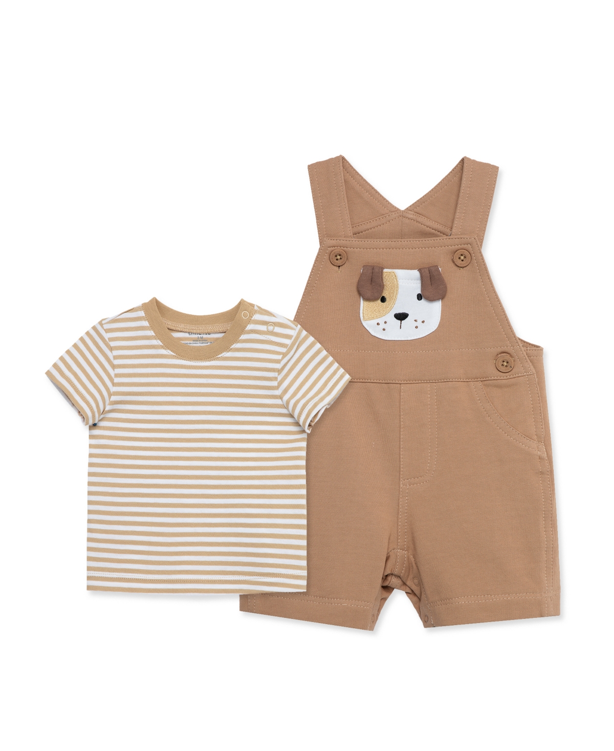 Shop Little Me Baby Boys Puppy Shortall In Brown