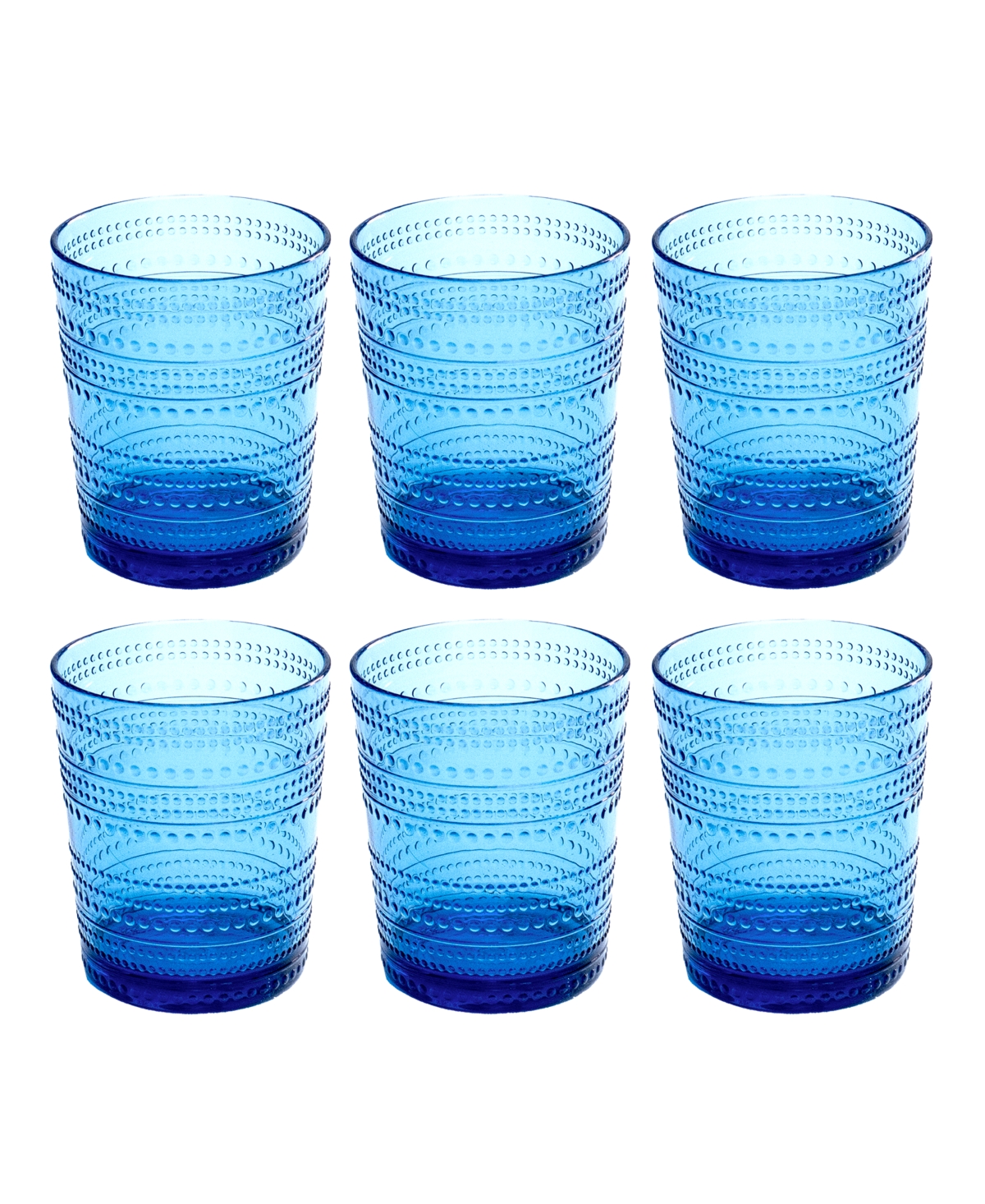 Tarhong Beaded Dof Cobalt Glasses, Set Of 6 In Blue