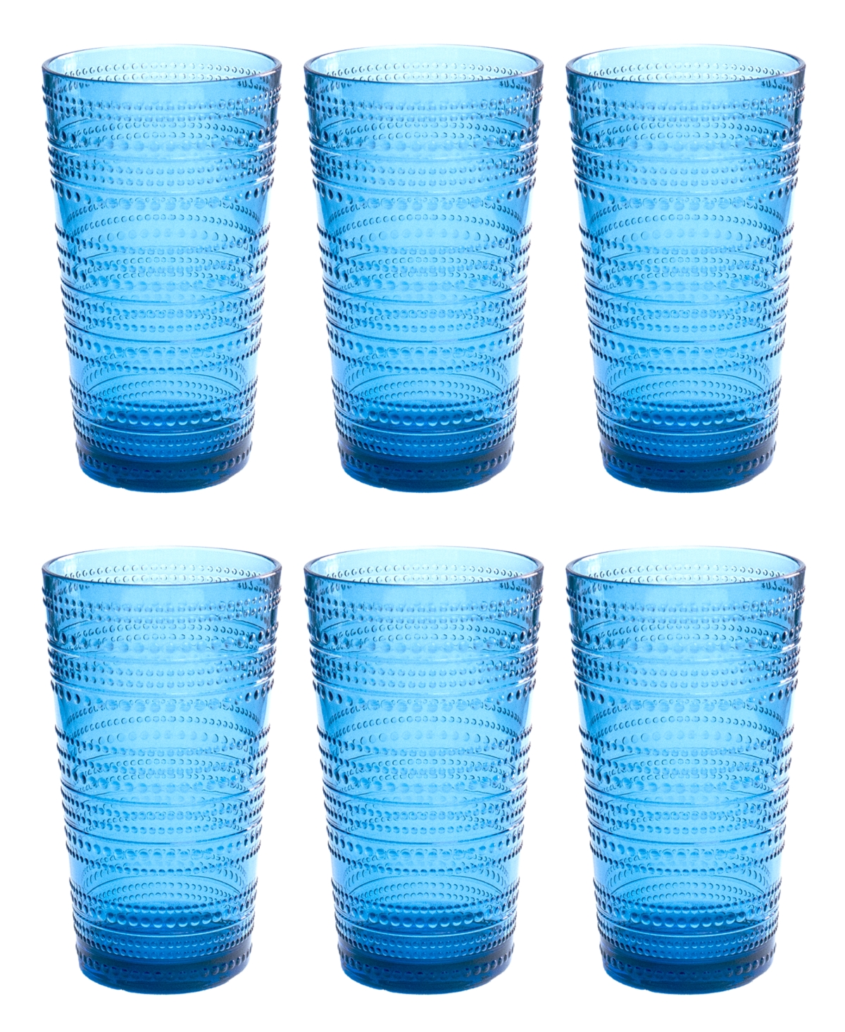 Tarhong Beaded Jumbo Cobalt Glasses 16 Oz, Set Of 6 In Blue
