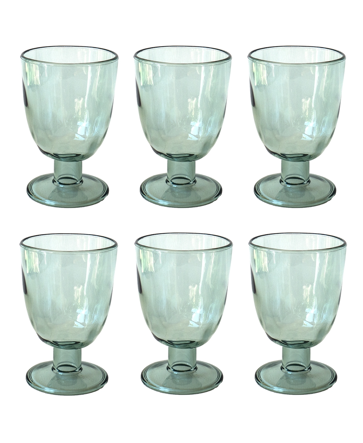 Tarhong Rustic Goblets Glasses, Set Of 6 In Green