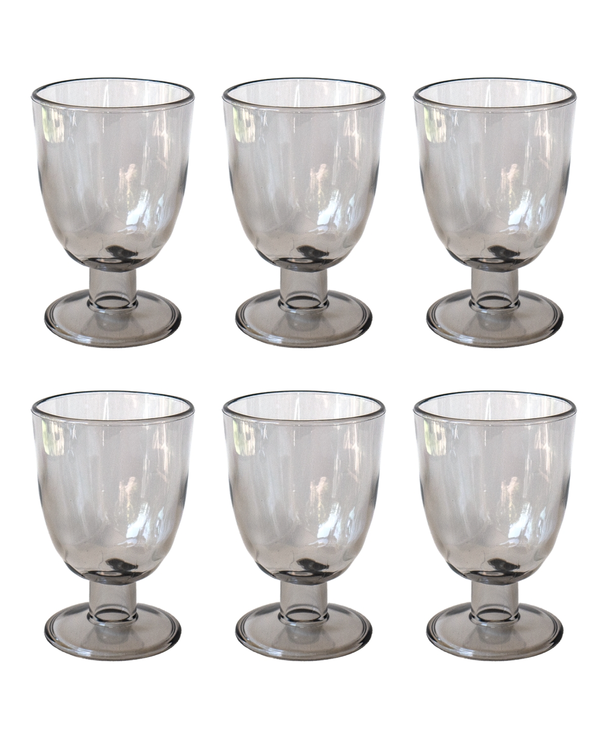 Tarhong Rustic Goblets Glasses 14 Oz, Set Of 6 In Gray