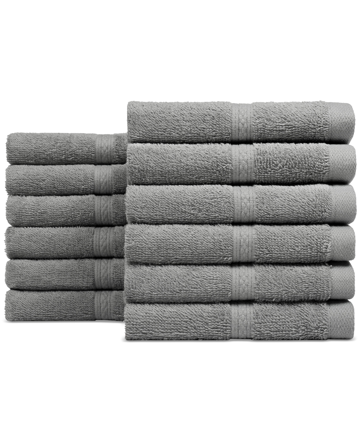 Shop Everyday Home By Trident Supremely Soft 100% Cotton 12-piece Washcloth Set In Grey