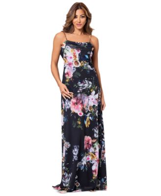 Betsy Adam Petite Floral Print Drape Neck Gown Macy s