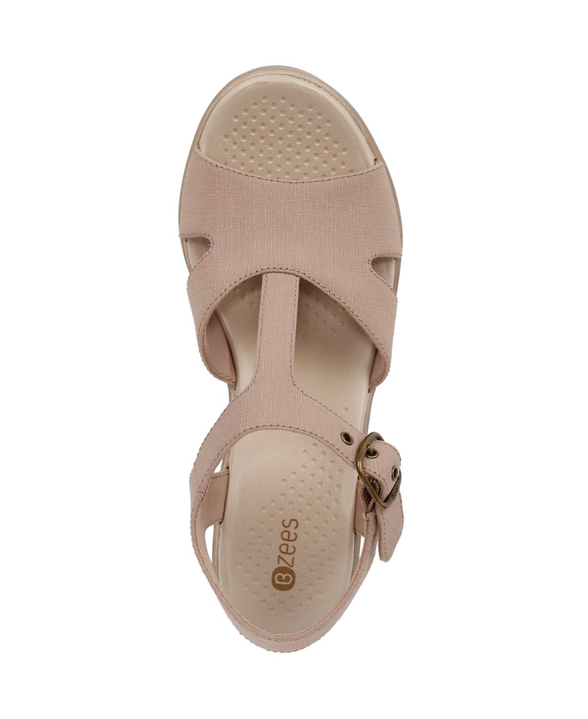 Bzees Premium Bzees Everly Washable Strappy Sandals In Biscotti Beige Stretch Denim Fabric