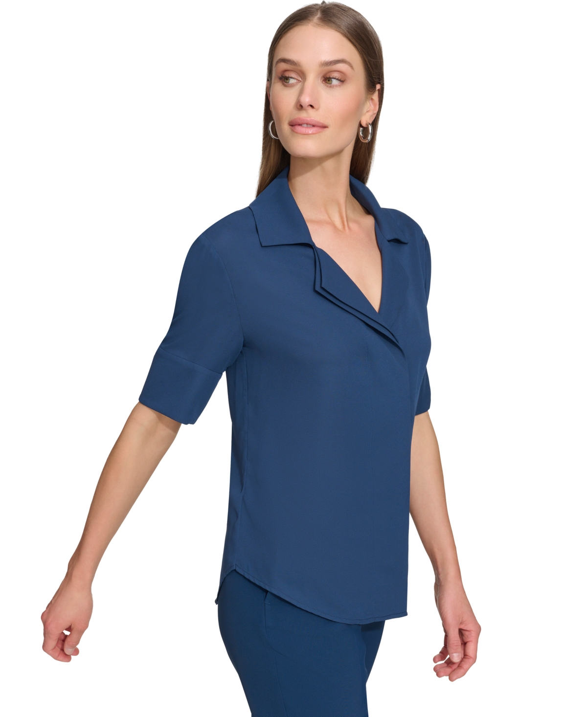 Shop Dkny Women's Short-sleeve Shirt In Navy