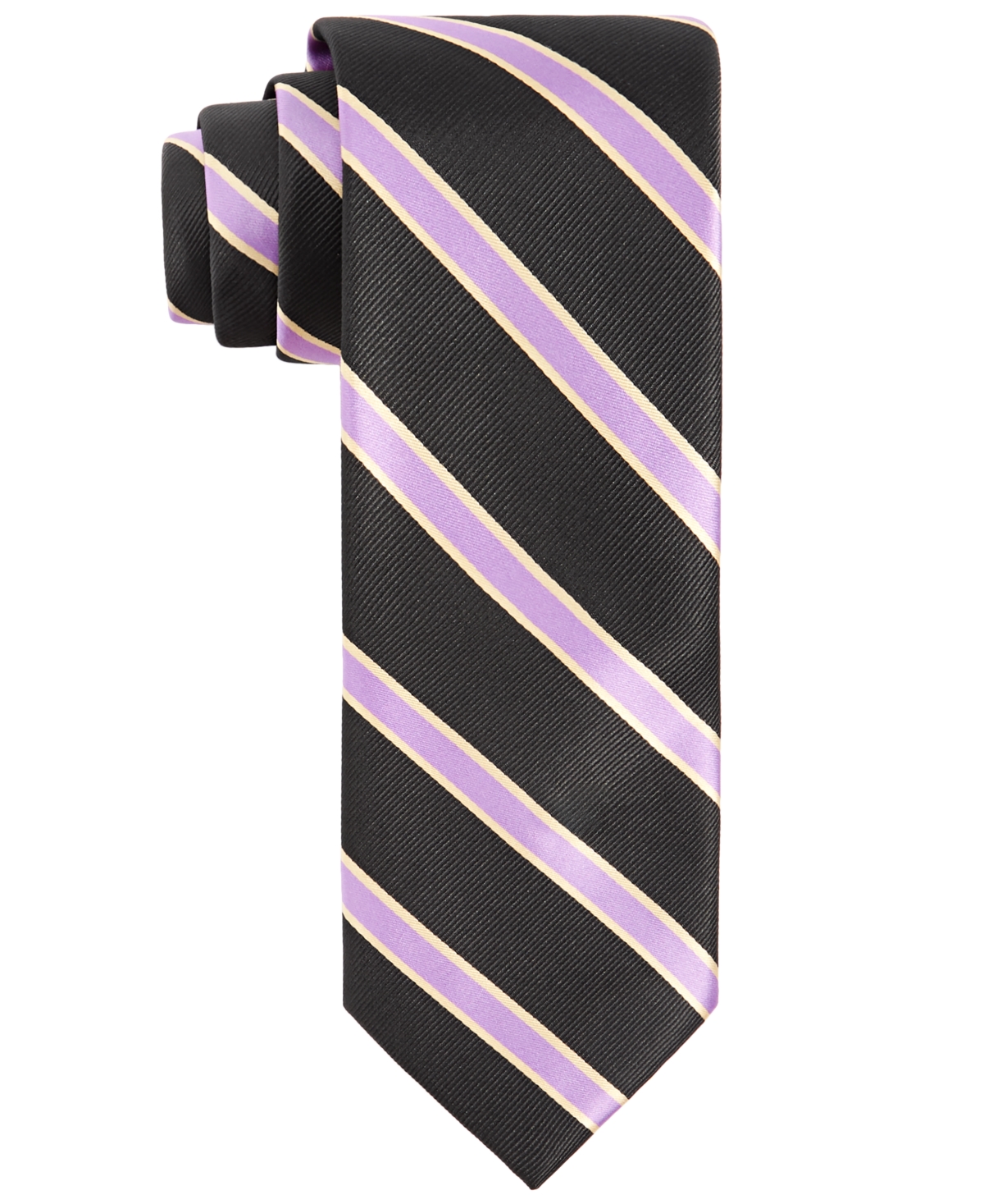 Men's Purple & Gold Stripe Tie - Black