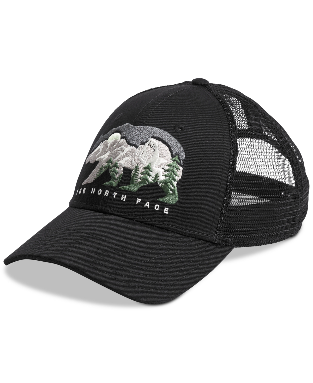 Men's Embroidered Mesh-Panel Trucker Hat - Tnf Black/bear Graphic