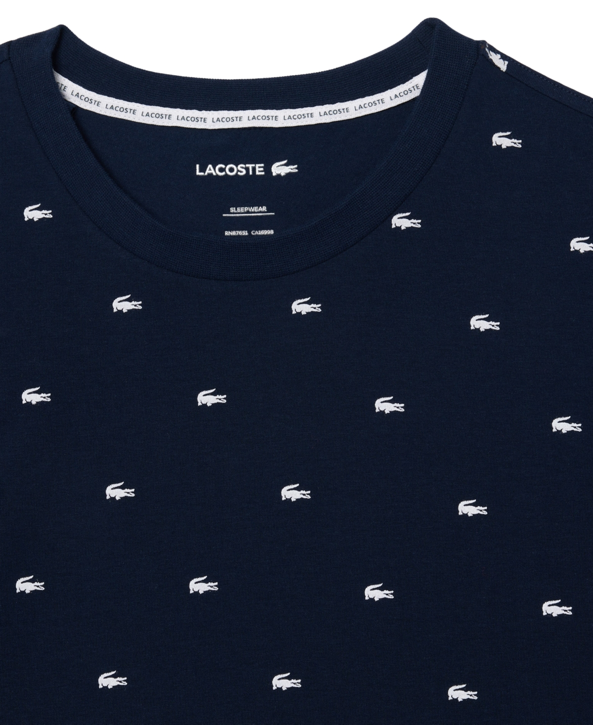Shop Lacoste Men's Allover Crocodile Logo Underwear T-shirt In Navy