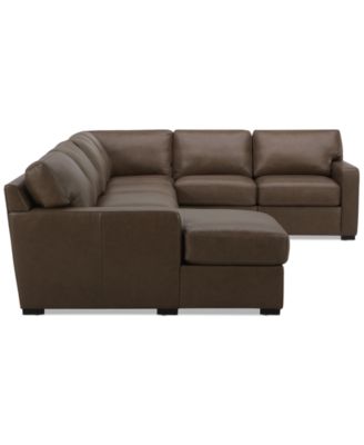 Radley 129" 6-Pc. Leather Square Corner Modular Chaise Sectional, Created for Macy's