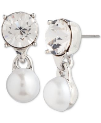 Givenchy - Silver-Tone Crystal & Imitation Pearl Drop Earrings