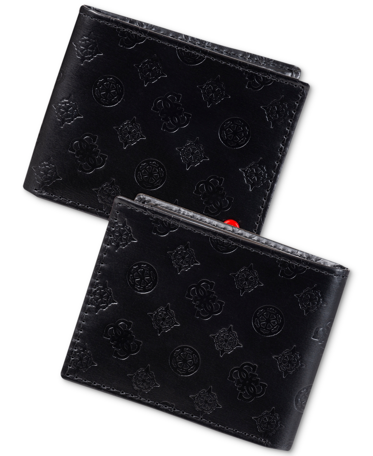 Shop Guess Men's Rfid Embossed Leather Passcase Wallet In Black