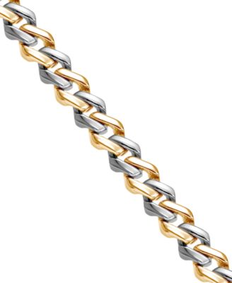 Men's Cubic Zirconia Two-Tone Monaco Link Bracelet in Stainless Steel & Gold-Tone Ion-Plate