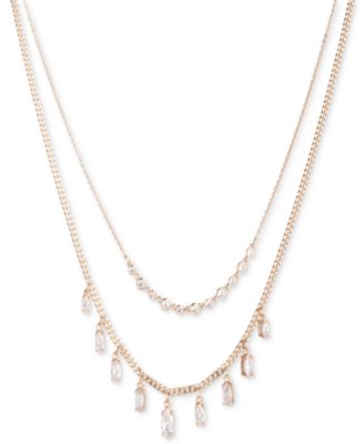 Givenchy - Gold-Tone Cubic Zirconia Layered Statement Necklace, 16" + 3" extender