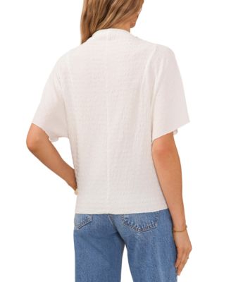 Women's Textured High Neck Wide Sleeve Top