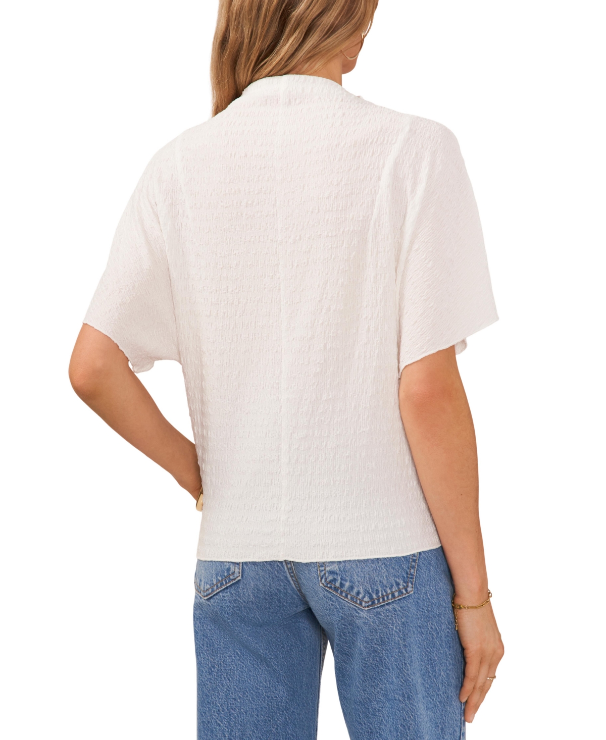 Vince Camuto Textured Mock Neck Top In Multi