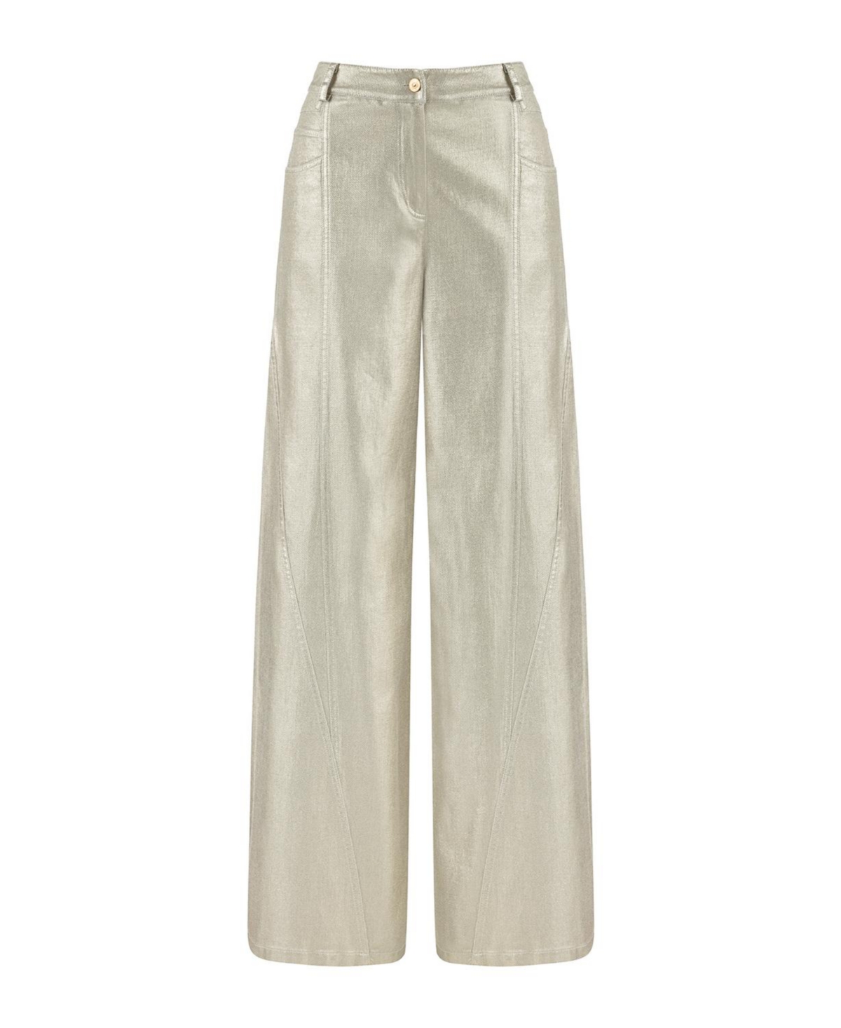 Women's Metallic Printed Pants - Gold