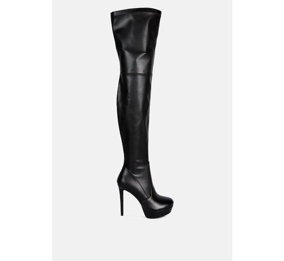 LONDON RAG MARVELETTES FAUX LEATHER HIGH HEELED LONG BOOTS
