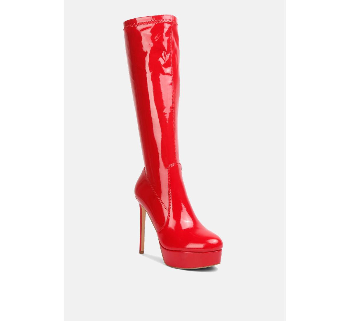 Shawtie High Heel Stretch Patent Calf Boots