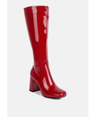 Hypnotize Patent Pu Block Heeled Calf Boots