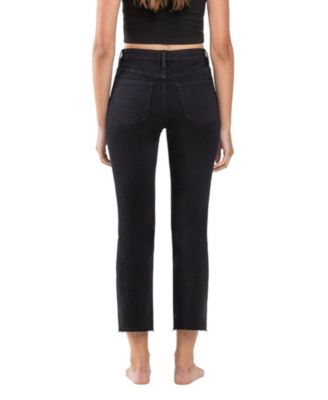 Women's High Rise Raw Hem Straight Jeans