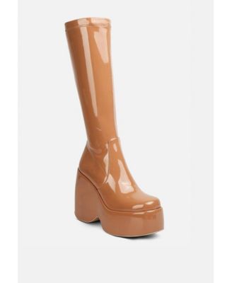 dirty dance patent high platform calf boots