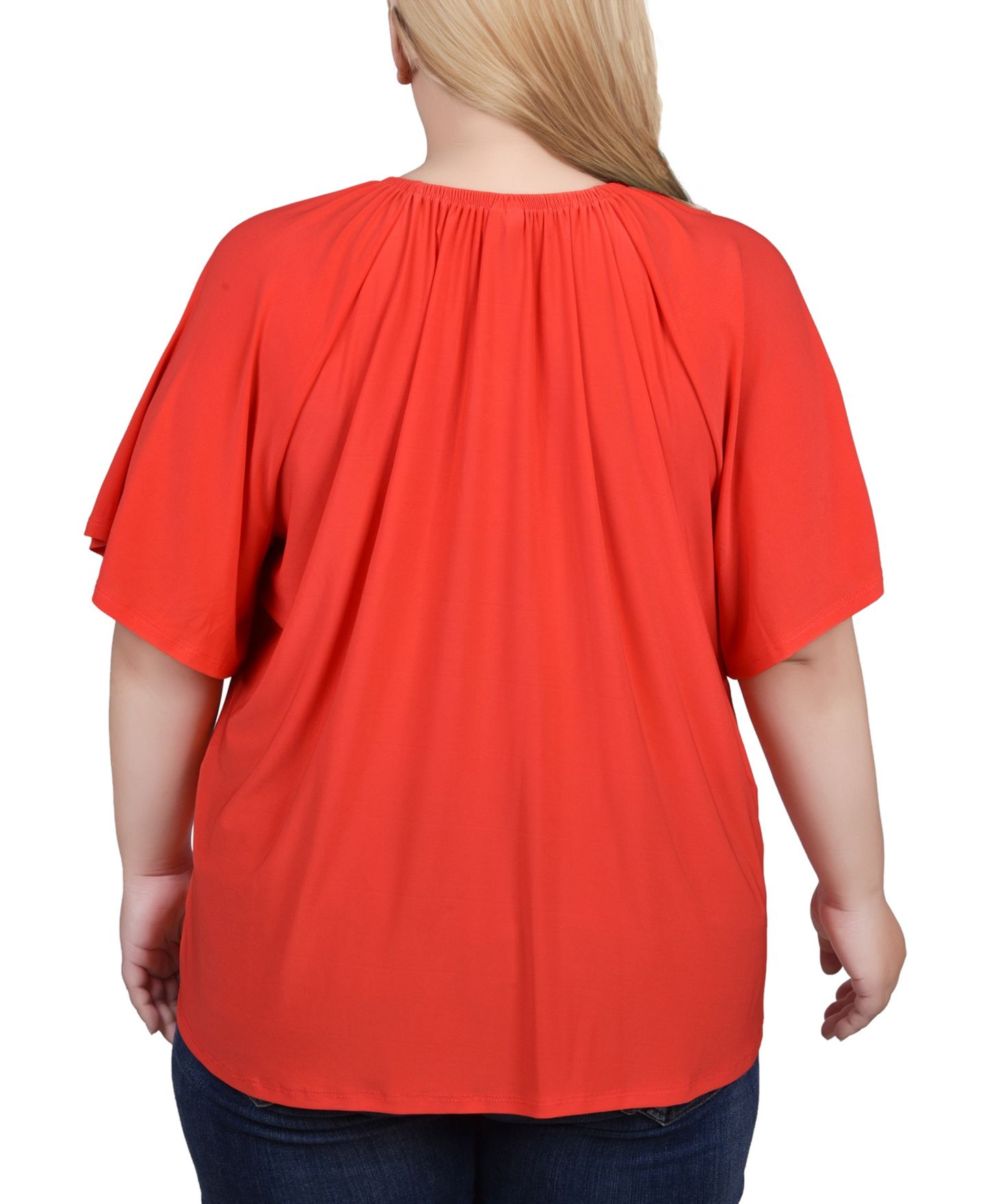 Женский топ NY Collection Plus Size Raglan Sleeve with Chain Details, цвет: Bittersweet — фото 2