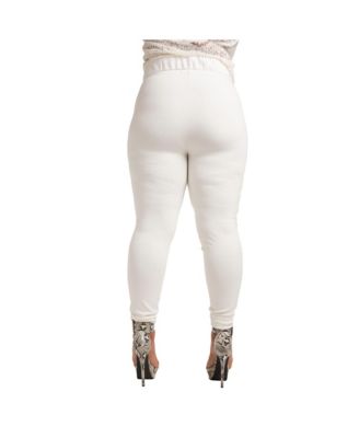 Women's Plus Size Curvy-Fit Lace Inset Pull-On Ponte Legging