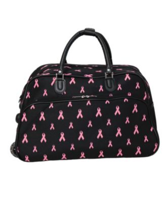 Pink Ribbon  21-Inch Carry-On Rolling Duffel Bag