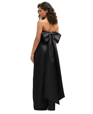 Women's Strapless Draped Bodice Column Dress with Oversized Bow