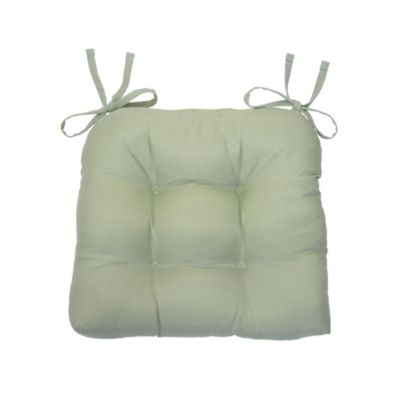 Country Living Plush Solid Colored Country Farmhouse Reversible Chair Cushions/Pads With Tear Proof Ties - Linen - 1 Piece