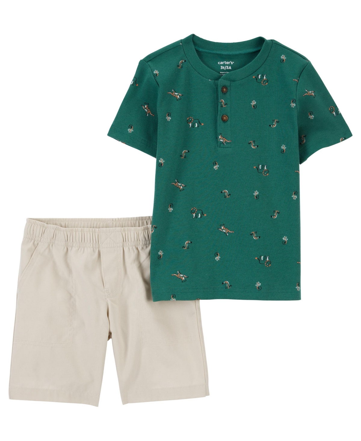 Carter's Babies' Toddler Boys Shirt And Shorts, 2 Piece Set In Green