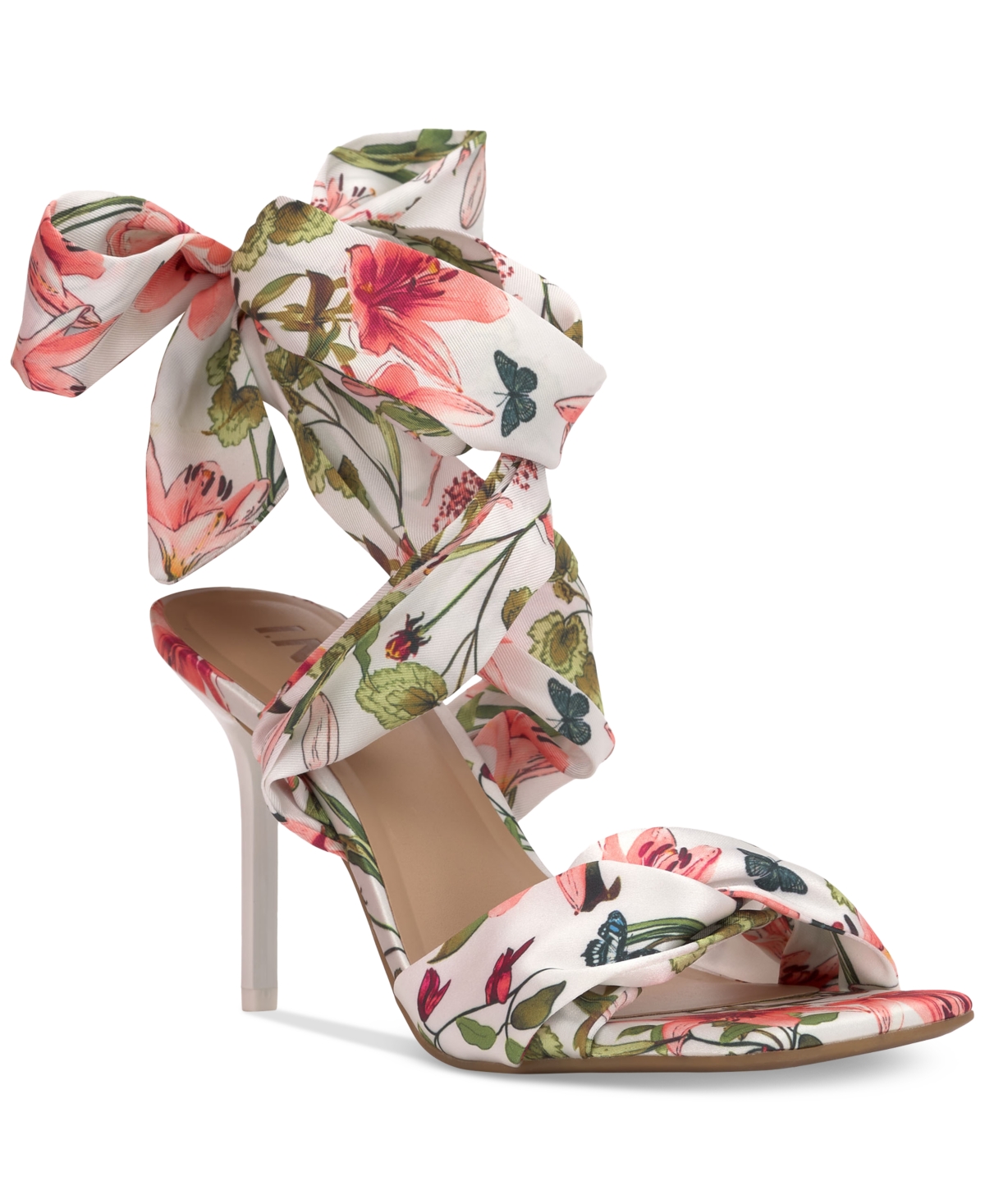 Inc International Concepts Women's Kylah Lace-up Dress Sandals, Created For Macy's In White Floral
