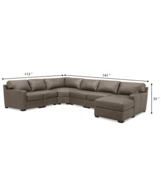 Radley 141" 6-Pc. Leather Wedge Modular Chaise Sectional